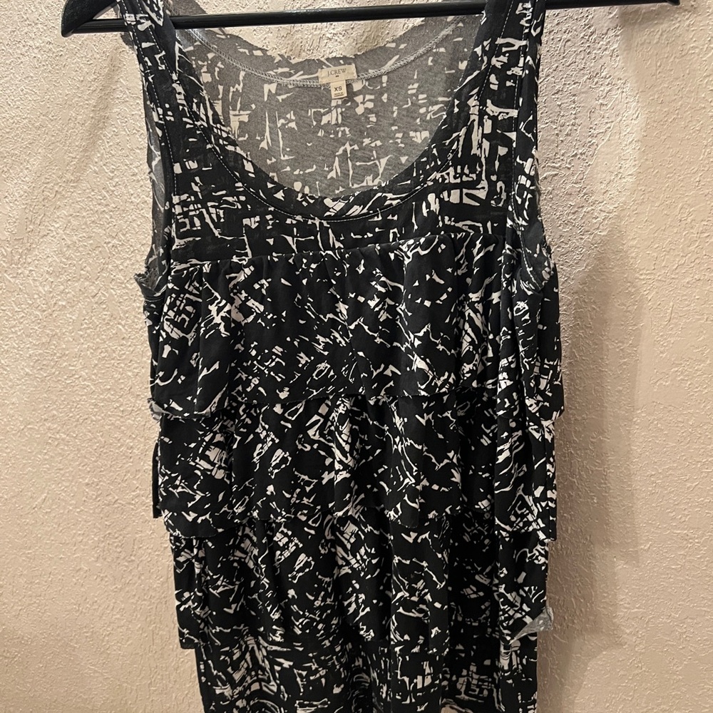 J. Crew Black and White Abstract Tank Top